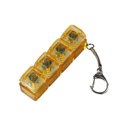 Yellow transparent fidget keychain with four clickable buttons, stress relief toy for kids and adults