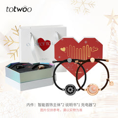 totwoo smart bracelets with sun and moon charms, gift set with heart box and charging accessories