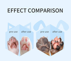 Cat and dog paw care before and after use comparison for pet grooming gifts