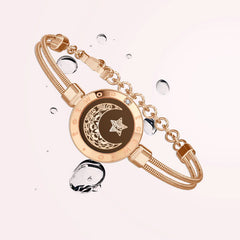 Gold moon and star charm bracelet with water droplets, perfect gift for her