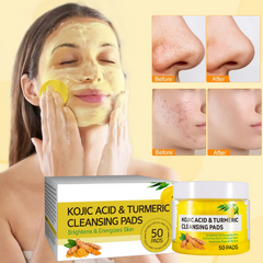 Kojic Acid & Turmeric Cleansing Pads for brightening and energizing skin with before-after results