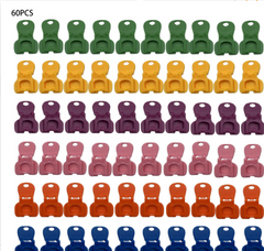 60pcs colorful plastic clips in green, yellow, purple, pink, orange, blue for organizing papers or crafts