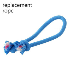 Blue replacement rope dog toy with knotted ends for chewing and play