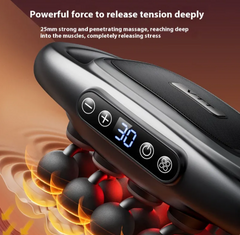 Deep tissue massage device with 25mm rollers and digital display for stress relief