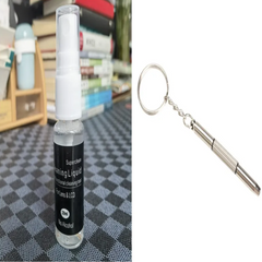 20ml alcohol-free screen cleaner spray + microfiber keychain tool for lenses & LCDs