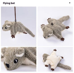 Plush flying squirrel toy with soft gray fur, brown paws, and white belly, perfect family gift