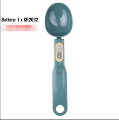 Digital kitchen spoon with LCD display and battery info for cooking measurements