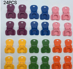 24pcs colorful plastic bag clips in purple, blue, pink, yellow, green, orange for kitchen storage