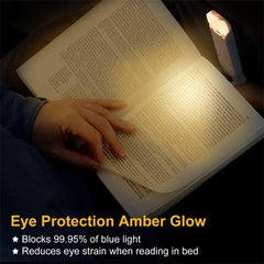 Amber glow reading light for eye protection, reduces strain while reading in bed