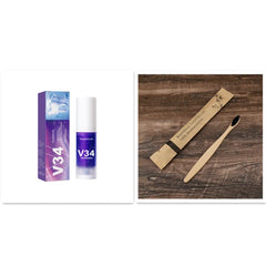 V34 toothpaste and bamboo toothbrush set for eco-friendly oral care