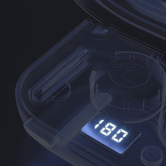 Digital timer display showing 1:80 on sleek black device with illuminated screen