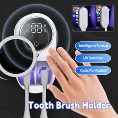 Smart toothbrush holder with UV sanitizer, intelligent sensor, and cyclic purification for clean brushes