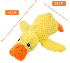 Yellow crocheted duck plush toy, 45cm long, soft stuffed animal gift for kids and families
