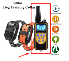 800m dog training collar with remote, adjustable shock, vibration, beep, light, and long-range features