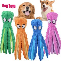 Colorful octopus dog toys with textured tentacles, perfect for playful pets and interactive playtime.
