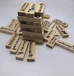 Romantic wooden block game with playful couple prompts for fun date nights and gifts