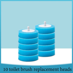 10 blue toilet brush replacement heads, stackable design for easy storage and bathroom cleaning