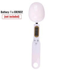 Digital kitchen spoon scale with LCD display, measures weight for cooking and baking