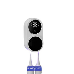 Smart UV toothbrush sanitizer with digital display and dual slots for family use