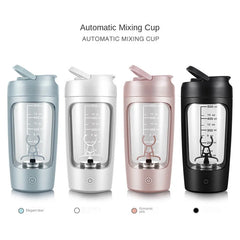 Automatic mixing cups in elegant blue, white, romantic pink, and black with measurement markings