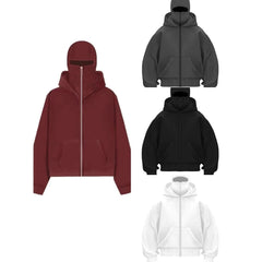 Unisex zip-up hoodies in burgundy, gray, black, white — cozy gifts for family & friends