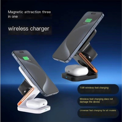 3-in-1 magnetic wireless charger for phone, earbuds, and watch with 15W fast charging