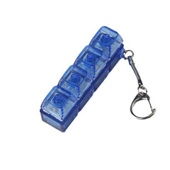 Blue 4-compartment pill organizer with keychain for daily medication storage