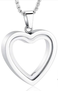 Silver heart pendant necklace, elegant gift for her, romantic jewelry for women