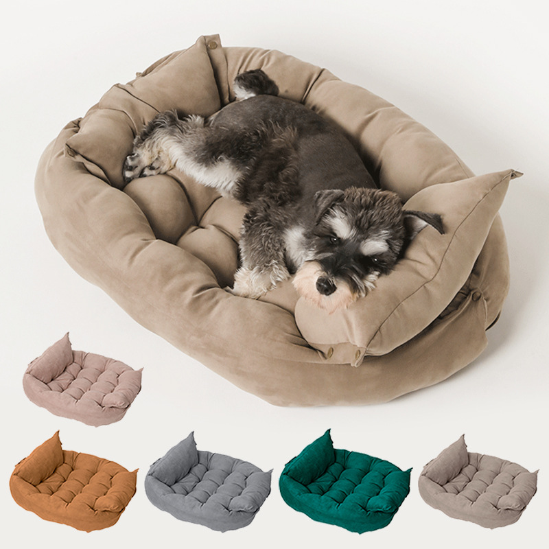 Cozy dog bed with plush cushion, perfect gift for pets, available in multiple colors