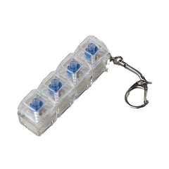 Clear plastic keychain with blue buttons, ideal for gifts