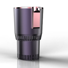 Purple portable car air purifier with rose gold accents and vented design for clean air on the go