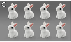 Set of 8 white ceramic bunny figurines with pink ears, perfect for Easter or home decor gifts