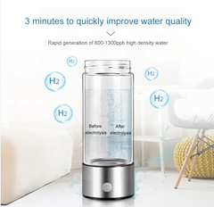 Hydrogen water generator with electrolysis, improves water quality in 3 minutes, H2 bubbles visible
