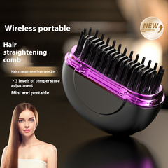 Wireless portable hair straightening comb with 3 temperature levels, mini and portable design