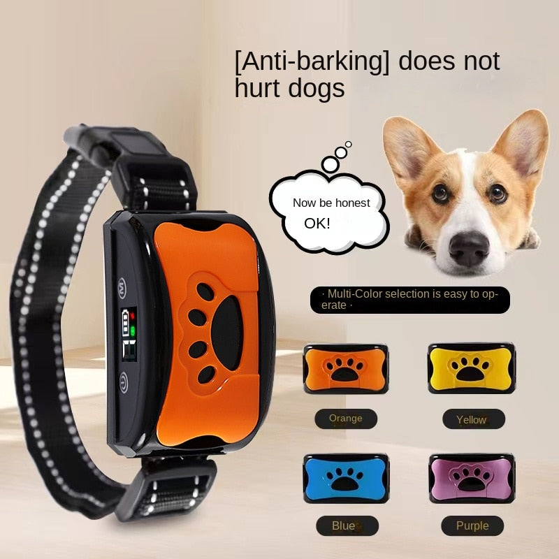 Anti-barking dog collar with multi-color options for pet training and comfort
