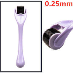 Purple 0.25mm derma roller for skincare and beauty treatments