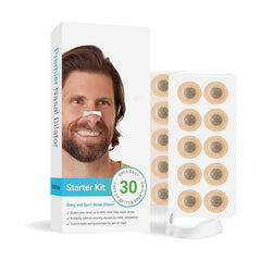 Premier Nasal Dilator Starter Kit for better breathing, snore relief, and comfortable sleep with 30 daily strips