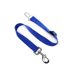 Blue pet seat belt with metal clip for car safety, ideal gift for dog lovers