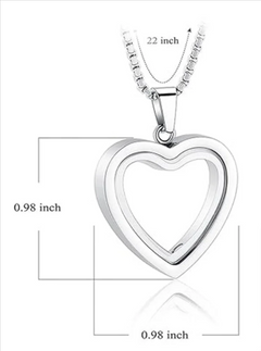 Silver heart pendant necklace, 0.98 inch, 22 inch chain, elegant gift for loved ones