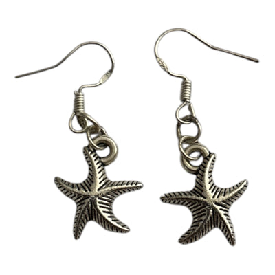 925 Silver plated Ear Hooks Starfish Charm