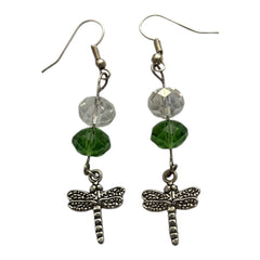 Dragonfly Nickle Free Silver Drop Beaded Earrings