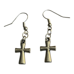Christian Cross Nickle Free Silver Ear Hook Earrings