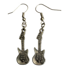 Rock Guitar Nickle Free Silver Ear Hook Earrings
