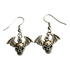 Vampire Bat Silver Charm Earrings with Nickle Free Ear Hooks