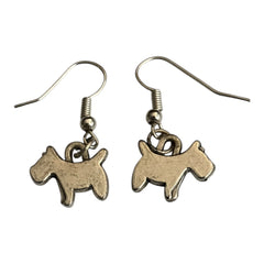 Dog Silver Charm Earrings with Nickle free Ear hooks