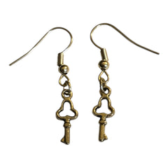 Key Silver Charm Earrings with Nickle Free Ear Hooks