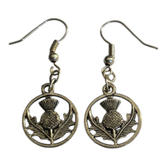 Flower of Scotland Silver Charm Earrings with Nickle Free Ear Hooks