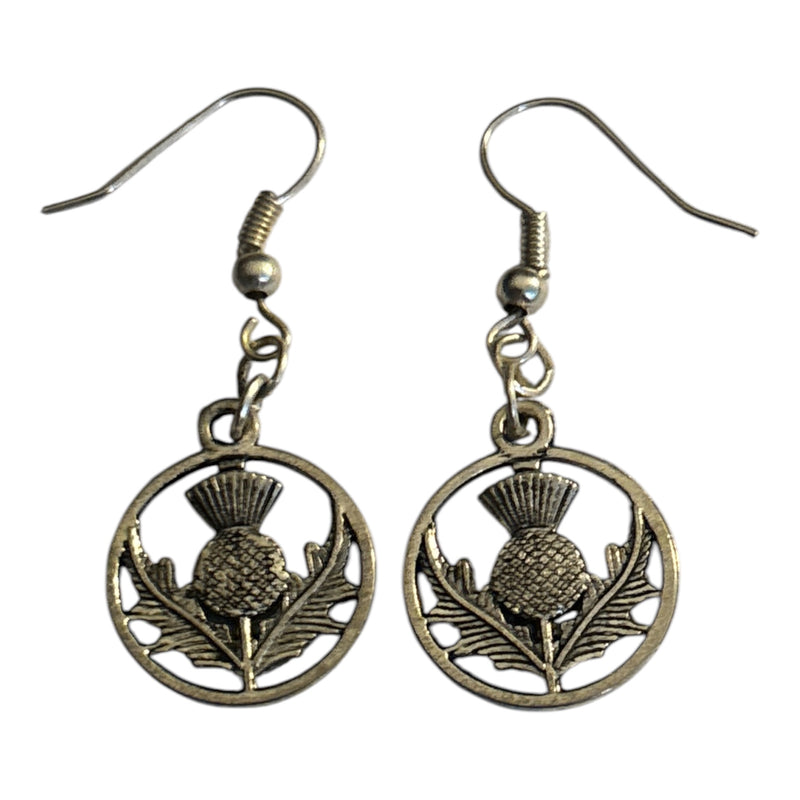 Flower of Scotland Silver Charm Earrings with Nickle Free Ear Hooks