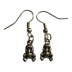 Gothic Style Skull Silver Charm earrings with Nickle Free Ear Hooks