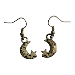 Moon and Stars Silver Charm Earrings
